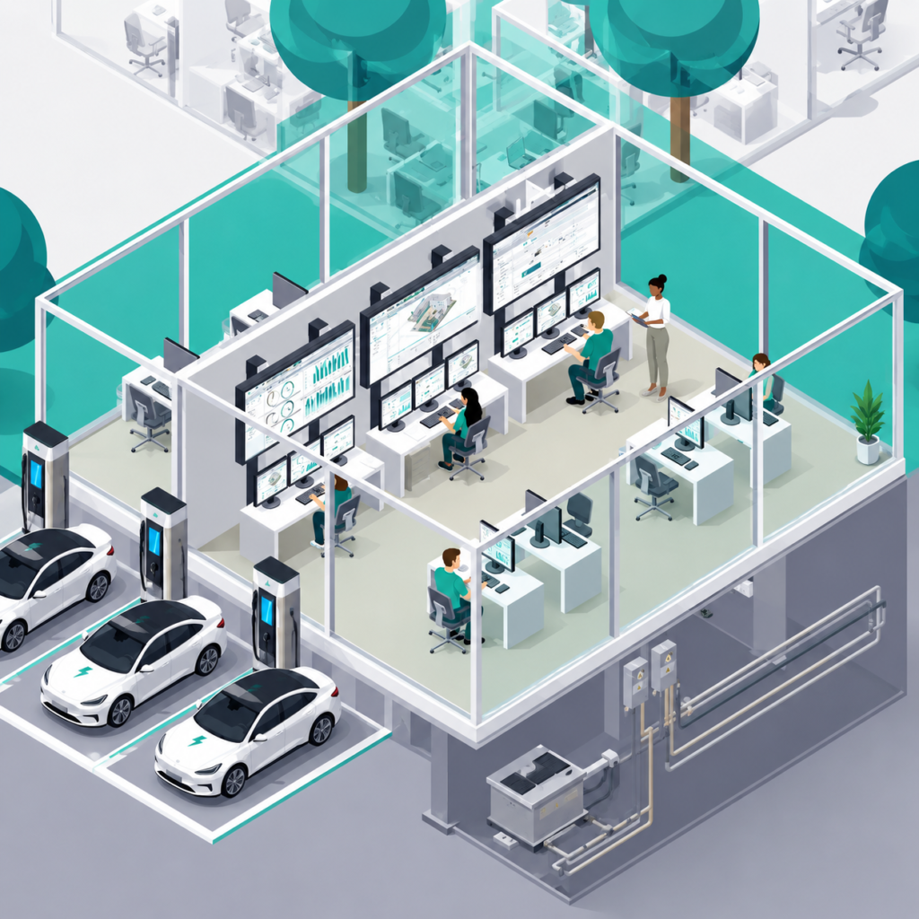 Modern office and EV charging station